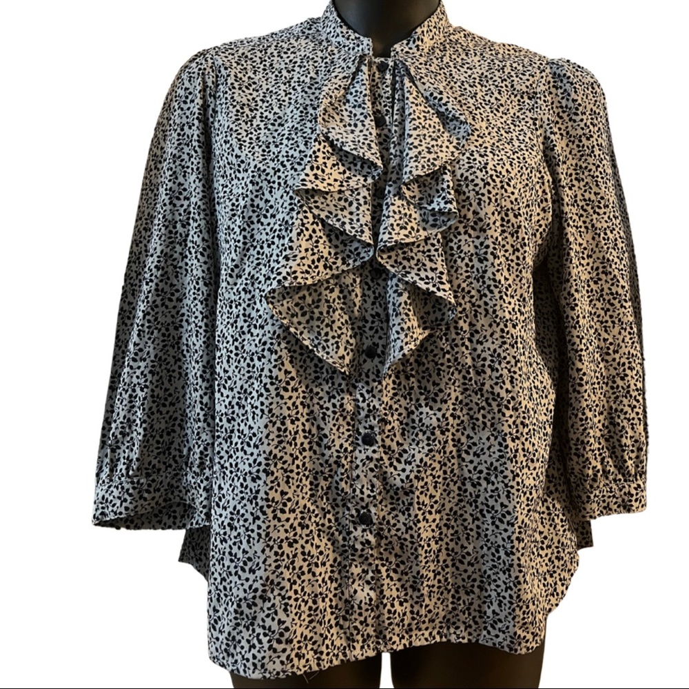George 16/18 Ruffle Neck Pattern Navy Blue and Gray